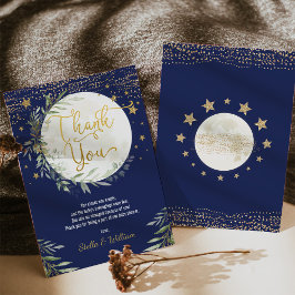 Navy Gold Moon & Stars Kinderdusche Dankeskarte