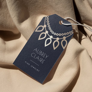 Navy & Gold Necklace Logo   Jewelry Hang Tags Geschenkanhänger