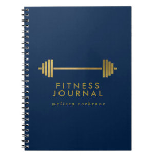 Navy & Gold Personalisiert Fitness Journal Notizblock