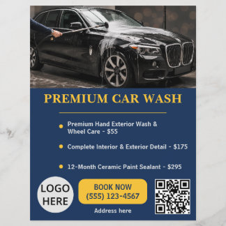 Navy Gold Premium Auto-Waschservice Elegant Flyer