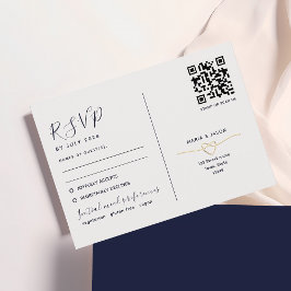 Navy Gold QR Code und Traditionelle RSVP Karte
