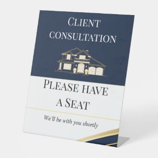 Navy Gold Realtor-Kundenberatungs-Schild Sockelschild