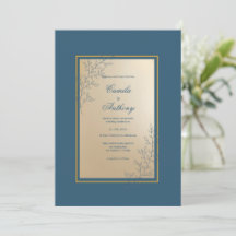 Navy Gold Rectangle Floral Boho Hochzeit