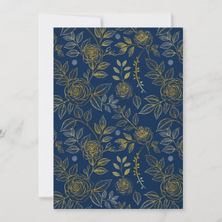 Navy & Gold Rose - Nahtloses botanisches Muster Einladung