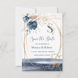 Navy & Gold Rose Save the Date
