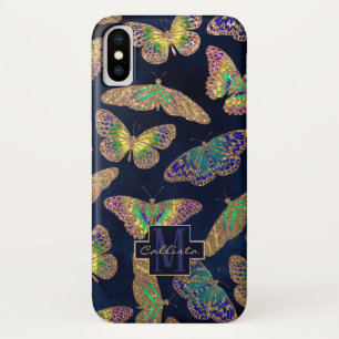 Navy-Gold-Schmetterlinge Glitzer-Aquarellfarbenmon Case-Mate iPhone Hülle