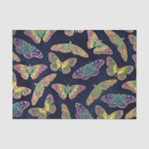Navy-Gold-Schmetterlinge Glitzer-Aquarellmuster Seidenpapier