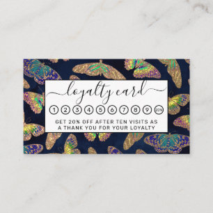 Navy-Gold-Schmetterlinge Glitzer-Aquarellmuster Treuekarte