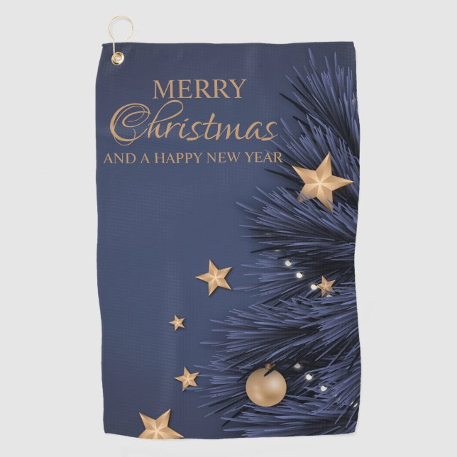 Navy Gold Simple Christmas Day Custom Best Golfhandtuch (Vorderseite)