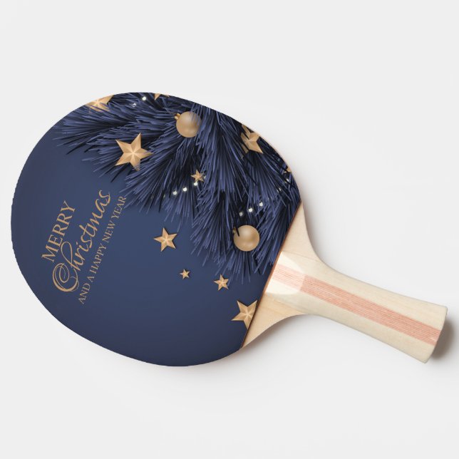 Navy Gold Simple Christmas Day Ping Pong Paddel Tischtennis Schläger (Seitenansicht)