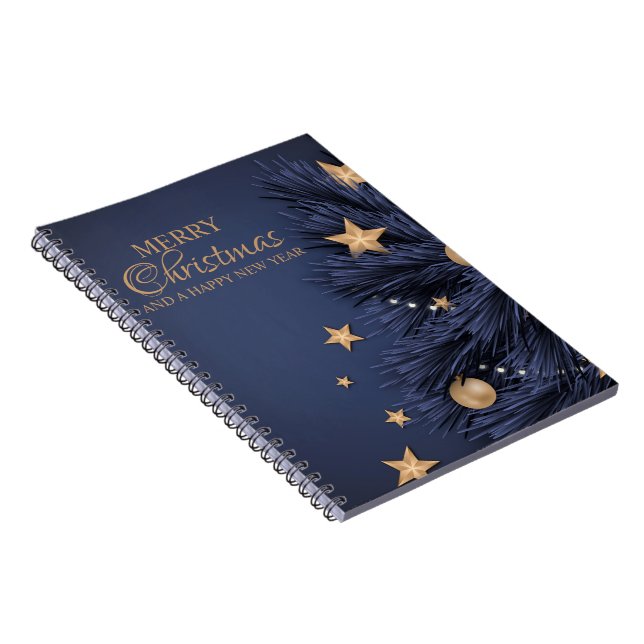 Navy Gold Simple Christmas Day Spiral Foto Notizblock (Rechte Seite)