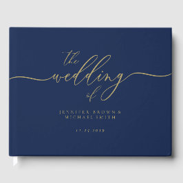 Navy Gold Simple Wedding Gästebuch