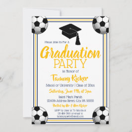 Navy & Gold Soccer Graduation Party Einladung