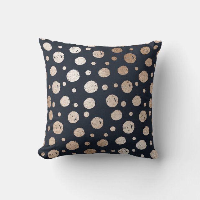 Navy/Gold Sparkle Polka Dot Reversible Pillow Kissen (Vorderseite)