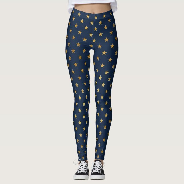 NAVY GOLD STAR AKTIVE LEGGINGS NEU (Vorderseite)