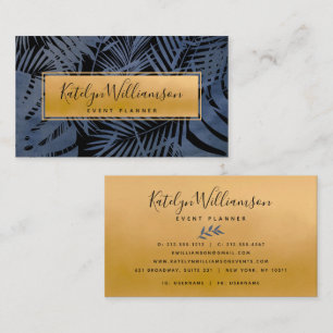 Navy Gold tropischen Palm elegante Drehbuch modern Visitenkarte