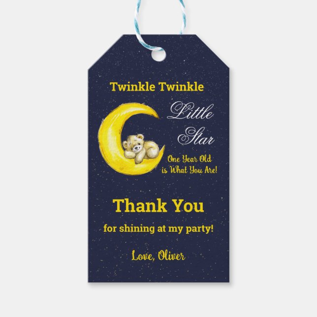 Navy Gold Twinkle Little Star Geschenkanhänger (Vorderseite)
