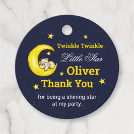 Navy Gold Twinkle Little Star Round Geschenkanhänger