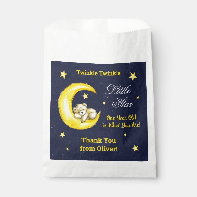 Navy Gold Twinkle Little Star Vielen Dank Geschenktütchen (Vorderseite)