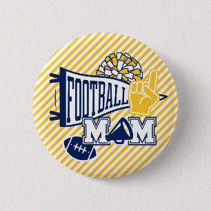 Navy & Gold und White Football-Mutter  Button