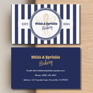 Navy & Gold Whisk Koch Catering Bäckerei Visitenkarte