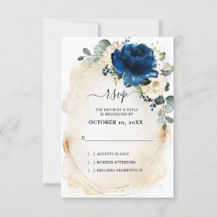 Navy Gold White Champagne Elfenbeinische Rose UAWG RSVP Karte