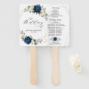 Navy Gold White Champagne Ivory Geometric Programm Fächer