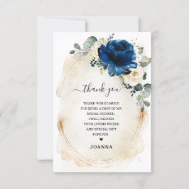 Navy Gold White Champagne Ivory Rose Brautparty Dankeskarte