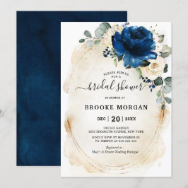 Navy Gold White Champagne Ivory Rose Brautparty Einladung