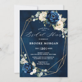 Navy Gold White Ivory Geometric Brautparty Invi Einladung