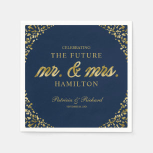 Navy Gold Zukunft Mr Und Mrs Verlobungsfeier Serviette