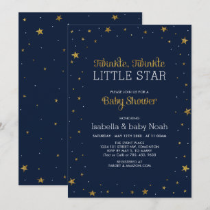 Navy & Gold   Zwinkere kleiner Stern Baby-Party Einladung