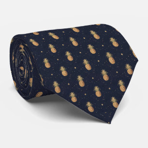 Navy Golden Ananas Tropical Muster Krawatte