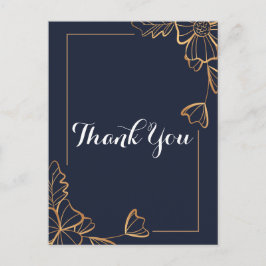 Navy & golden floral Vielen Dank Postkarte