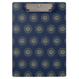 Navy | Golden Zinnia Flower Medallions Klemmbrett