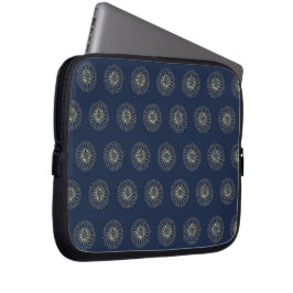 Navy | Golden Zinnia Flower Medallions Laptopschutzhülle