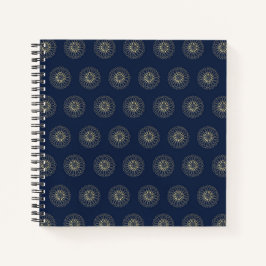 Navy | Goldene Zinnien-Blumenmedaillons Notizbuch