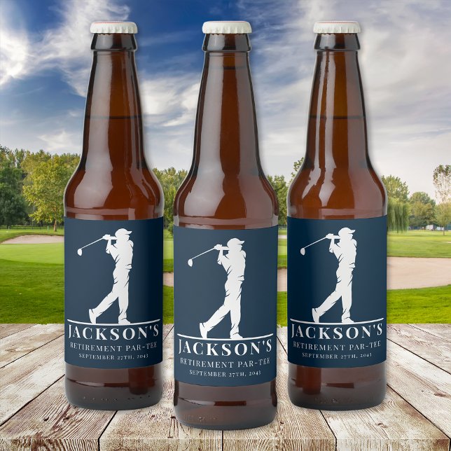 Navy Golf Themed Retirement Par-T Bierflaschenetikett (Von Creator hochgeladen)