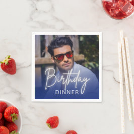 Navy Gradient Dinner Photo Birthday Serviette