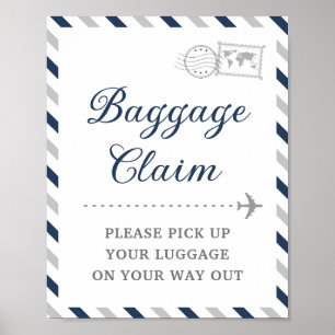 Navy-Grau Gepäckabholung Reise Fluglinie Geschenkt Poster