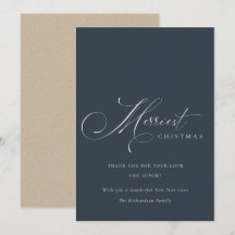Navy Gray Script Einfachste Weihnachtsgrüße