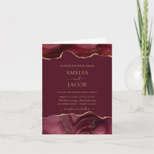 Navy Green & Gold Foil Agate Einladung modern