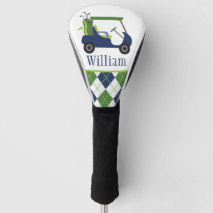 Navy & Green Golf Cart Golf Head Cover Headcover