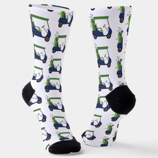 Navy & Green Golf Cart Muster Socken (Gewinkelt)
