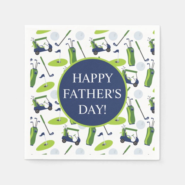Navy & Green Golf Personalisiert Serviette (Vorderseite)