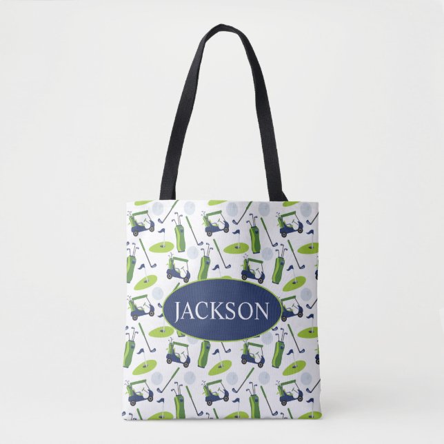 Navy & Green Golf Personalisiert Tasche (Vorderseite)
