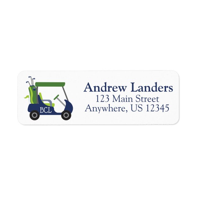 Navy & Green Golf Rücksendeadressen-Aufkleber (Vorne)
