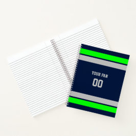 Navy, Green & Gray Football Team Spiral Notizbuch