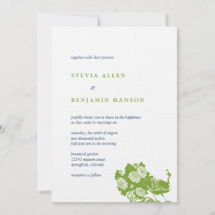Navy green peacock garden chic wedding invitation einladung