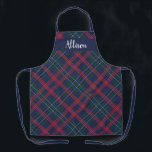 Navy Green Red Tartan Karierter Personalisierter U Schürze<br><div class="desc">In der saisonalen Schürze finden Sie ein klassisches marineblau,  jägergrün,  rot und weiß schottisches Tartan kariertes Muster mit weißem Text,  das mit einem Vornamen personalisiert werden kann. Ob Sie nun Weihnachts-Dinner kochen,  Ferienkekse backen oder Geschirr machen,  in dieser Ferienzeit werden Sie stilvoll aussehen!</div>